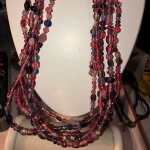 Glass bead multi-strand necklace